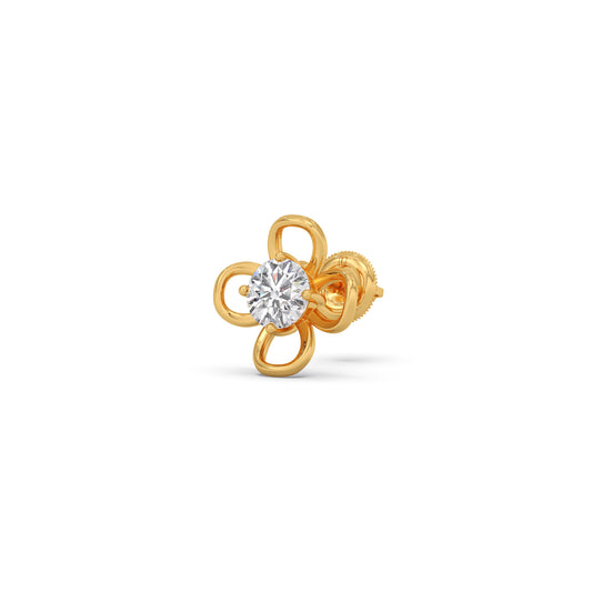 Clover Loop Solitaire Stud Earrings - Yellow
