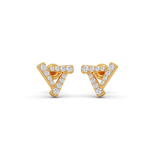 Tri-Edge Diamond Stud Earrings
