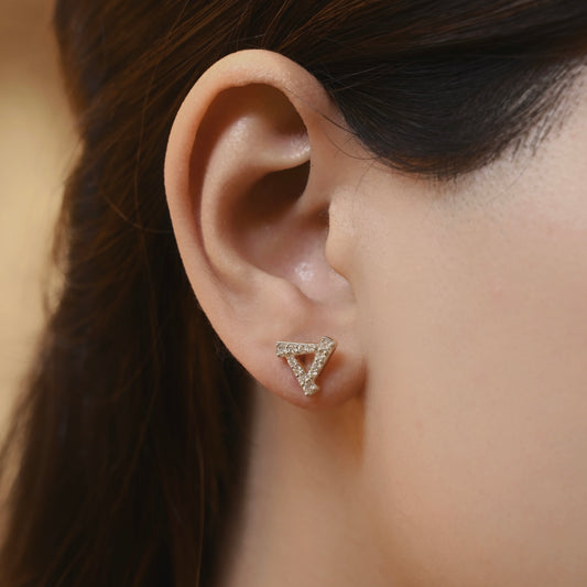 Tri-Edge Diamond Stud Earrings - MQ