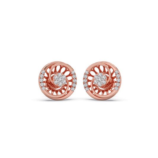Celestial Cluster Diamond Stud Earrings - Rose