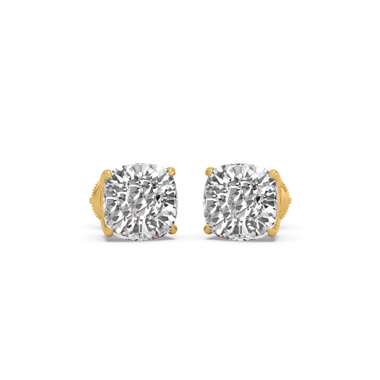 Cushion Solitaire Stud Earrings