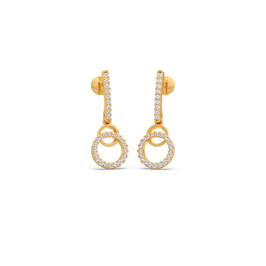 Loop Round Diamond Dangle Earrings - Yellow