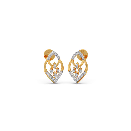 Leaflet Diamond Stud Earrings - Yellow