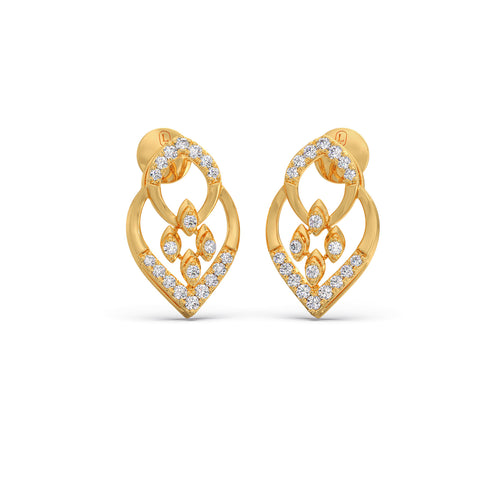 Leaflet Diamond Stud Earrings