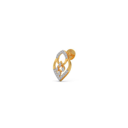 Leaflet Diamond Stud Earrings - Yellow