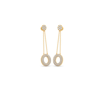 Ellipse Round Diamond Dangle Earrings