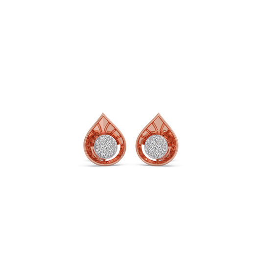 Cluster Drop Diamond Stud Earrings - Rose