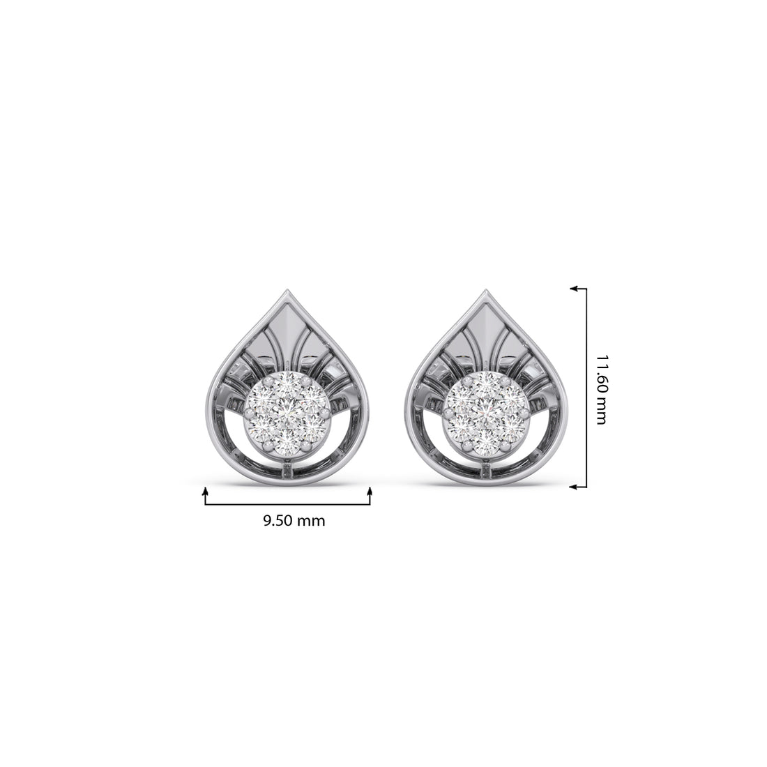 Cluster Drop Diamond Stud Earrings