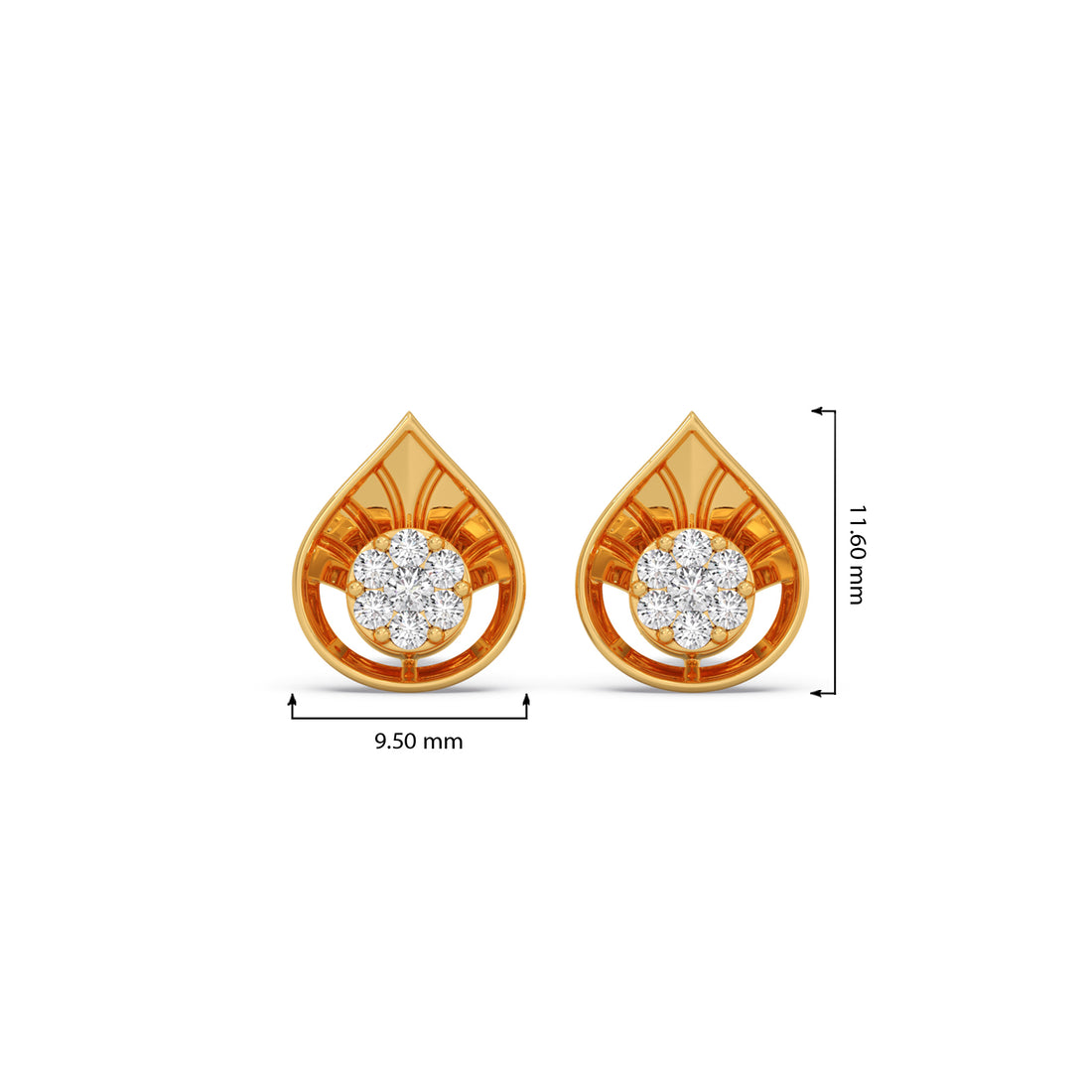 Cluster Drop Diamond Stud Earrings