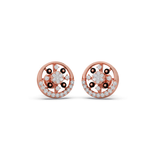 Halo Spark Round Diamond Stud Earrings - Rose