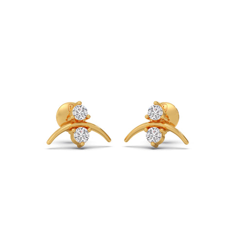 Vertical Grace Round Diamond Studs