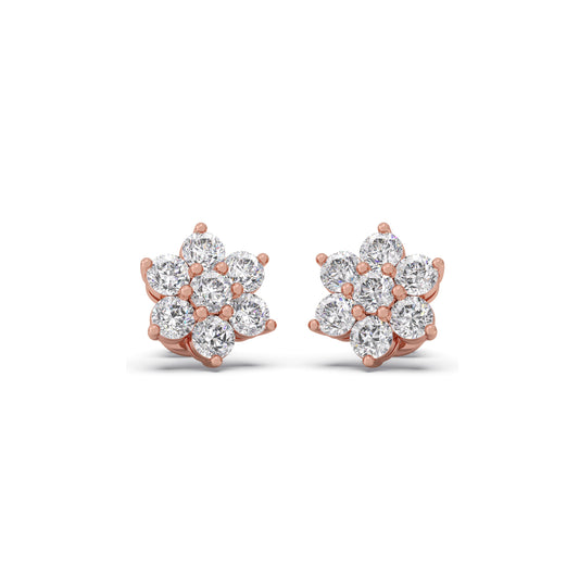 The Floret Diamond Stud Earrings - Rose