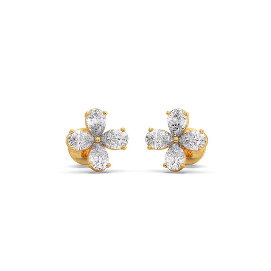 Pear Floral Stud Earrings - Yellow