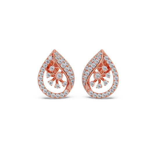 Teardrop Bloom Diamond Stud Earrings - Rose