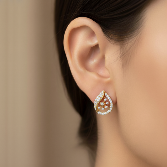 Teardrop Bloom Diamond Stud Earrings