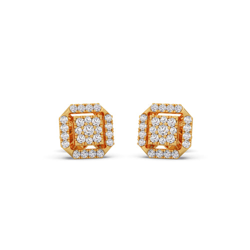 Octagon Cluster Diamond Stud Earrings