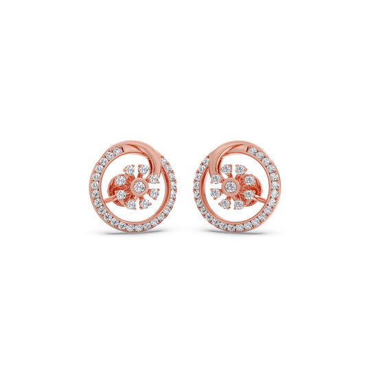 Sunlight Bloom Diamond Stud Earrings - Rose