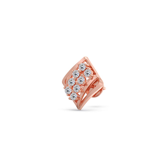 Rhombus Row Round Diamond Stud Earrings - Rose