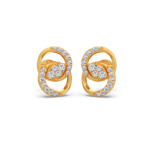 Linked Circles Diamond Stud Earrings