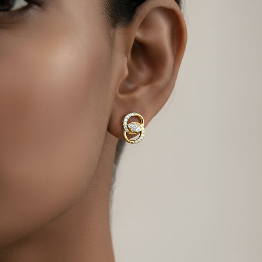 Linked Circles Diamond Stud Earrings