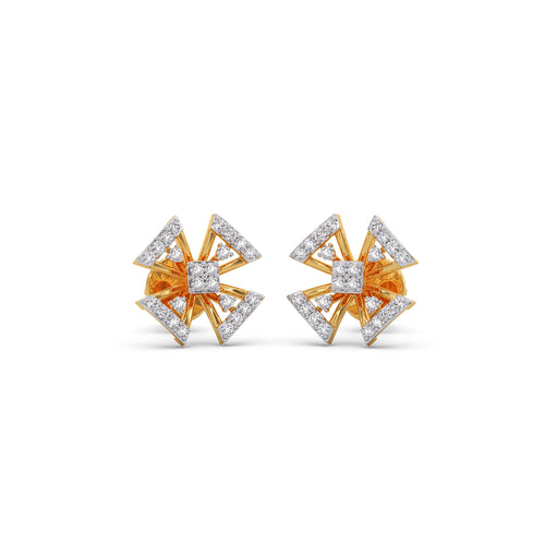 Golden Starflower Diamond Stud Earrings
