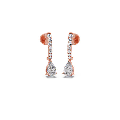 0.50 ct Pear Solitaire Cascade Hoops Earrings