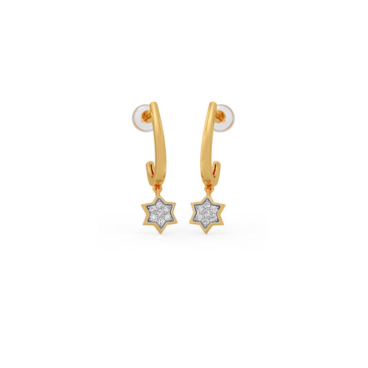 Dazzling Starlet Diamond Hoop Earrings - Yellow