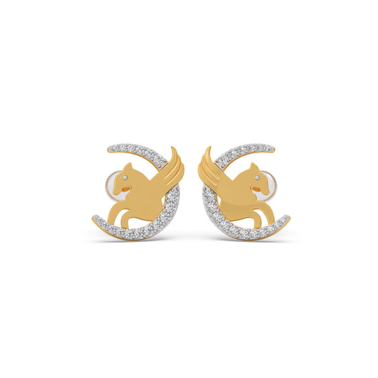 Pegasus on the Diamond Moon Kids Earrings - Yellow