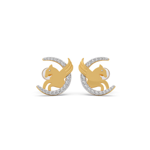 Pegasus on the Diamond Moon Kids Earrings