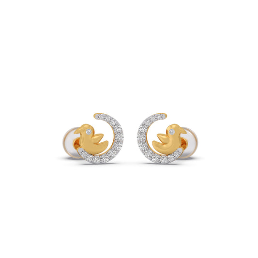 Moon Dove Diamond  Kids Stud Earrings - Yellow