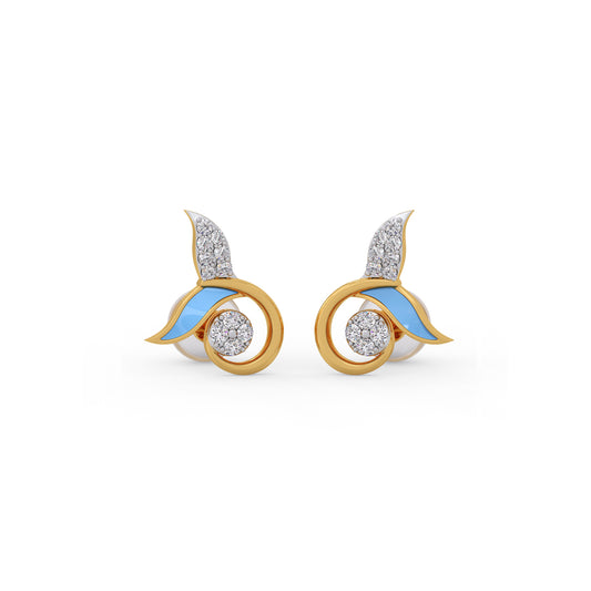 Mermaid's Tail Diamond Kids Earrings - Yellow