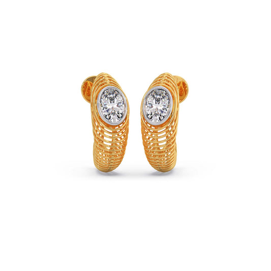 Helix Oval Solitaire J-Bali Earrings - Yellow