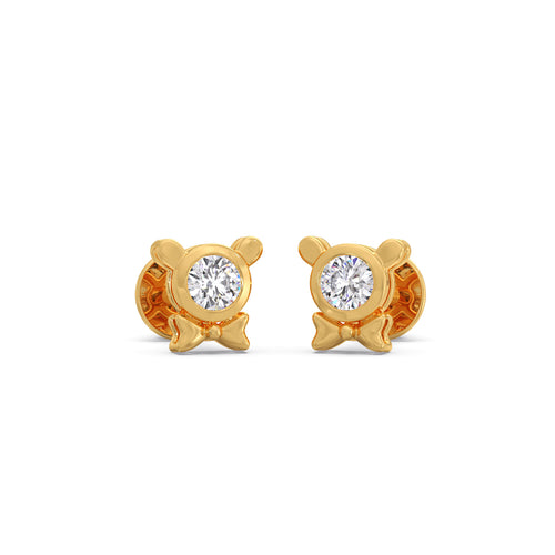 Round Diamond Studs Earrings with Bows