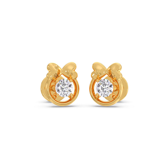 The Ribbon of Love Round Diamond Studs - Yellow