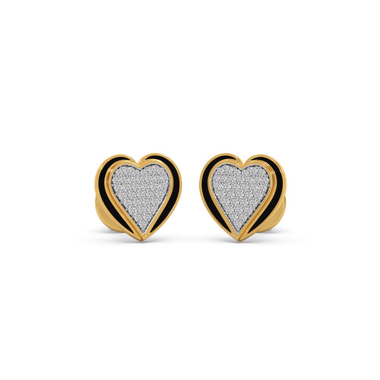 Ceramic Heart Diamond Stud Earrings - Yellow