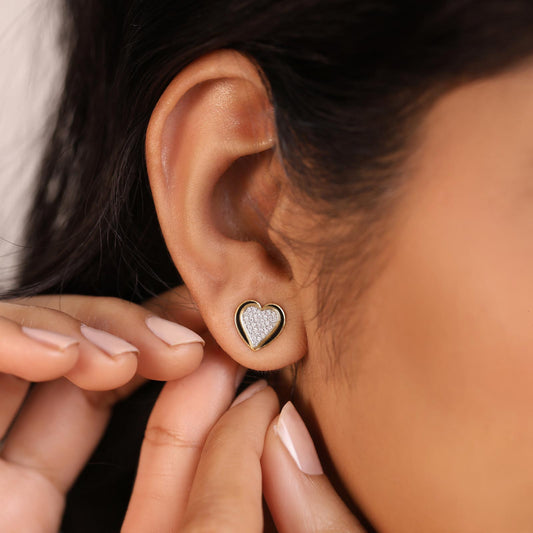 Ceramic Heart Diamond Stud Earrings - MQ