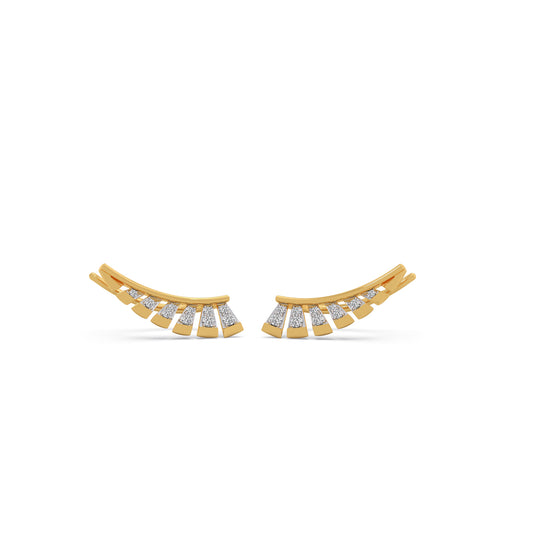 Celestia Wing Diamond Crawler Earrings - Yellow