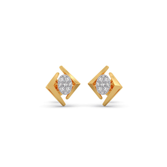 Kinetic Square Diamond Stud Earrings - Yellow