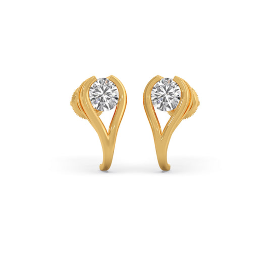 Lyra Round Solitaire Stud Earrings - Yellow