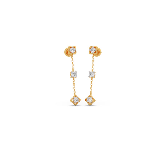 Trio-Link Diamond Dangle Earrings - Yellow