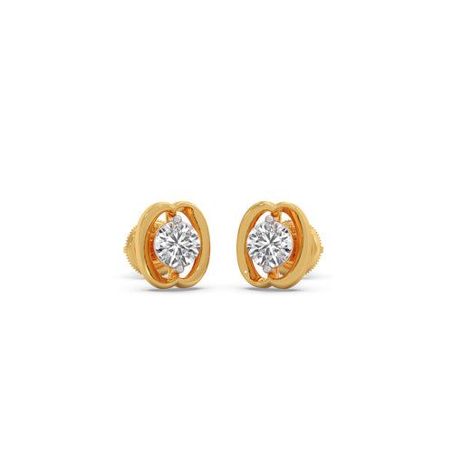 Celestial-Orbit Round Solitaire Stud Earrings
