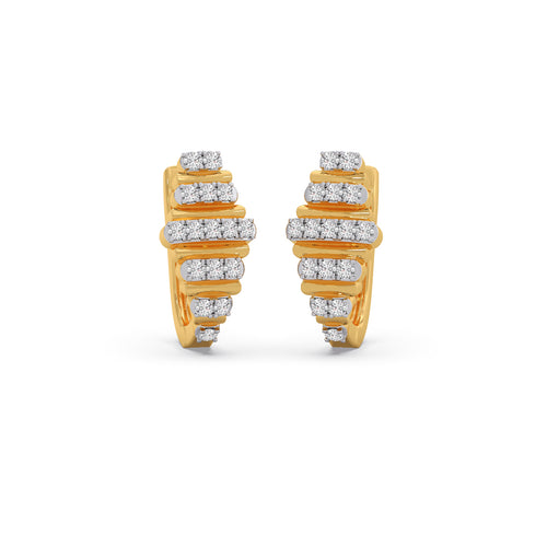 Glacier Ribbed Diamond Hoop Earrings