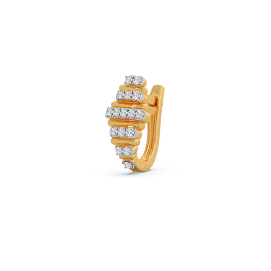 Glacier Ribbed Diamond Hoop Earrings - Yellow