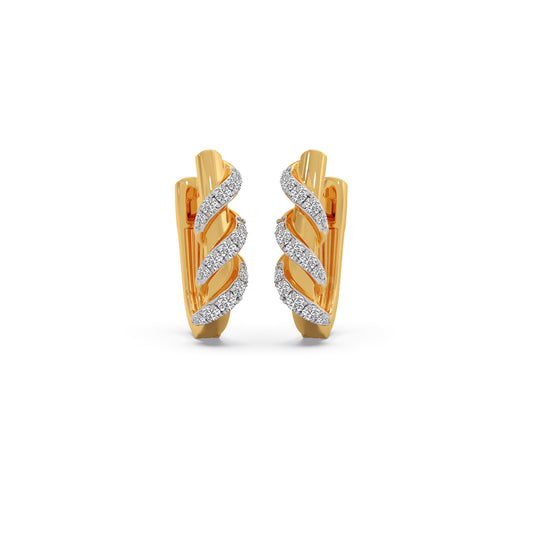 Fluid Spiral Diamond Hoop Earrings - Yellow