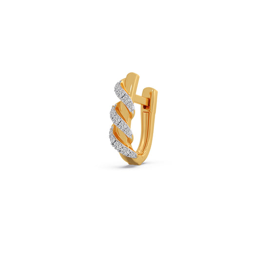 Fluid Spiral Diamond Hoop Earrings - Yellow