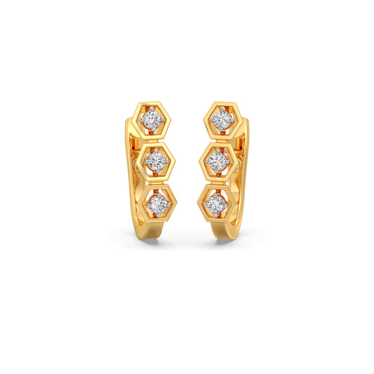 Honeycomb Trio Diamond Hoop Earrings - Yellow