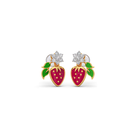 Berry Dazzle Diamond  Kids Earrings - Yellow