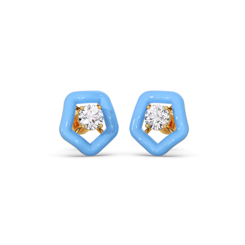 Cotton Candy Solitaire Pebble Diamond Stud Earrings