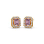 Halo Pink Emerald Stud Earrings
