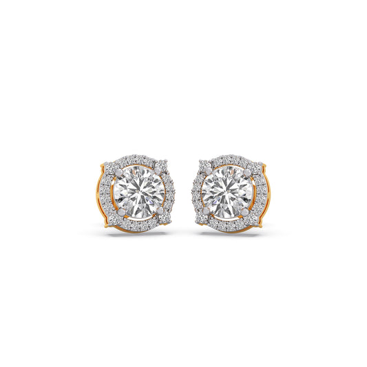 Regent Round Solitaire Stud Earrings - Yellow